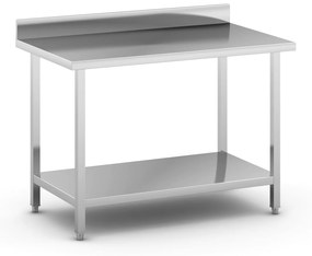 Stół roboczy ze stali nierdzewnej z półką i ogrodzeniem, 1200 x 700 x 850 mm