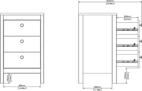Szafka nocna z 3 szufladami Madrid, jackson hickory