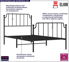 Czarne metalowe łóżko indusrialne 100x200cm - Onex