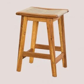 Wysoki Stołek 65 Cm Z Drewna Akacjowego I Plecionej Liny Tenay Pszenica Brązowa - Sklum