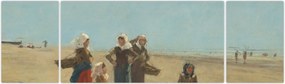 Obraz - Eugène Boudin, Women on the Beach at Berck, reprodukcje (170x50 cm)