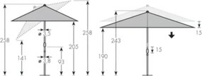 Doppler ALU WOOD parasol ogrodowy 300 x 200 cm beżowy