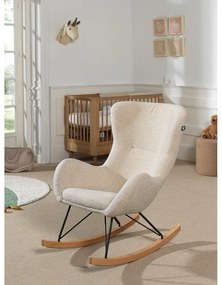 Beżowy dziecięcy fotel bujany z materiału bouclé Rocky – Vipack