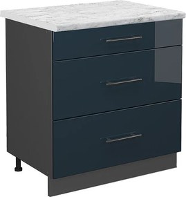 Szafka dolna do kuchni ciemnoniebieski wysoki połysk 80x60x82 fame-line