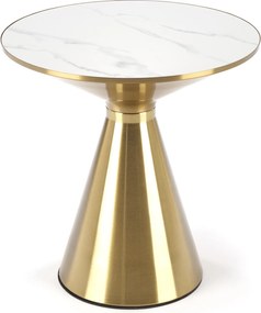 Złoty stolik pomocniczy Tribeca z marmurowym blatem