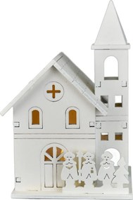 Świąteczna dekoracja świetlna Drewniany kościół, 8 x 13 x 8 cm, LED