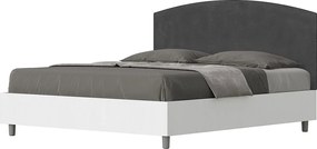Łóżko wyposażone w stelaż z listwami 160x200 konstrukcja Frassino biała zagłówek microfibra Szary Antilia