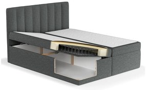 Ciemnoszare łóżko boxspring ze schowkiem 140x200 cm Novento – Maison de Rêve