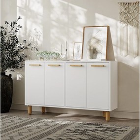 Komoda z płyty wiórowej pokrytej melaminą – 120 cm x 73,6 cm x 29,6 cm – biała