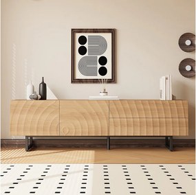 Nowoczesna szafka RTV - 180 x 38 x 51,5 cm - z 2 drzwiami + 2 szufladami - unikalny design - faktura 3D - płyta wiórowa - naturalny