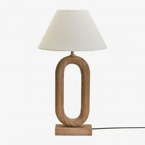 Lampa Stołowa Z Drewna Mango Tiberia Drewno Mango & Biały Ø40 Cm Menorca - Sklum