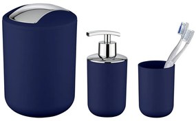 Pojemnik na szczoteczki do zębów, dozownik na mydło, kosz łazienkowy BRASIL DARK BLUE - zestaw, WENKO
