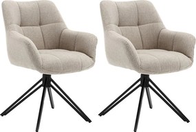 Krzesła do jadalni zestaw 2 szt. - materiał i metal - beż - LONDO