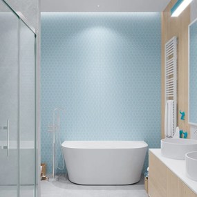 Wanna wolnostojąca przyścienna biała akrylowa WALL 170 x 75 cm z przelewem chromowanym | Możliwa opcja Go Color : Wybierz swój kolor - biały