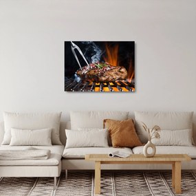 Obraz na szkle stek z grilla (70x50 cm)