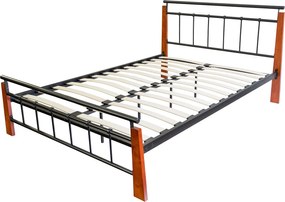 Metalowe łóżko 160x200 cm, czarno-brązowe, model 5072