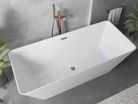 Mexen Velo Slim wanna wolnostojąca 170 x 75 cm, biała, przelew miedź szczotkowana - 52811707500-65