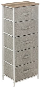 Regał z 5 tekstylnymi szufladami TISS, 45 x 30 x 114 cm