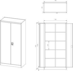Szafa biurowa Jan dwudrzwiowa 90x40x185 cm szara