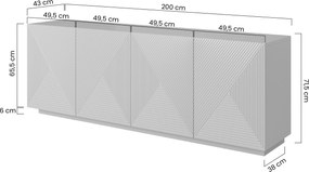 Komoda Asha 200 cm czterodrzwiowa - biały mat