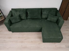 Rozkładana narożna sofa SMART COSARO ciemnozielona, dwustronna + 2 poduszki GRATIS