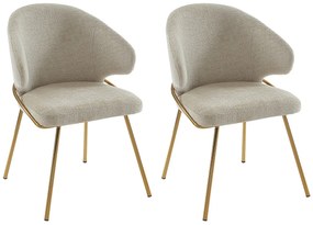 Zestaw 2 krzeseł z tkaniny i złotego metalu - Beżowy - LUXIVA