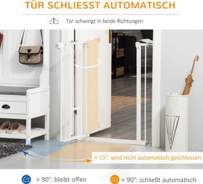 PawHut Barierka Zabezpieczająca Drzwi dla Psów z Ochraniaczem Ściany Biała 74-80x5x91,4cm | Aosom PL