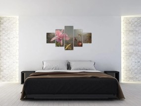 Obraz - Martin Johnson Heade, Cattleya Orchid and Three Hummingbirds, reprodukcje (125x70 cm)