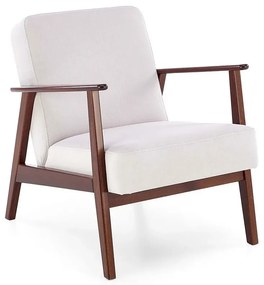 Tapicerowany jasnobeżowy fotel lisek prl W7-L47