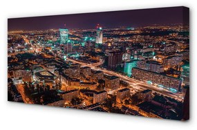 Obraz na płótnie Warszawa Miasto noc panorama