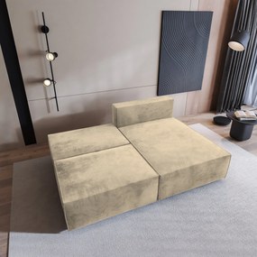 Masseno Narożnik FIORO z funkcją spania i pojemnikiem na pościel Narozniki L, Rozkładana sofa - Kremowy, MONOLITH 04