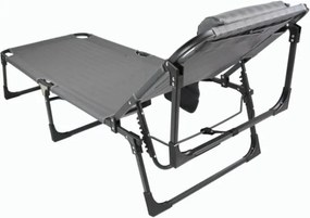 Składany leżak z poduszką, szary, wymiary: 189 x 63 x 34 cm.
