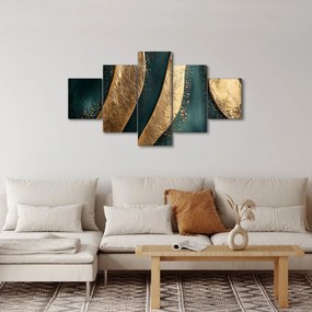 Obraz - Zielona abstrakcja ze złotem I. (125x70 cm)