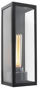 Nowoczesna prostokątna lampa ścienna zewnętrzna czarna ze szkłem - Rotterdam Long
