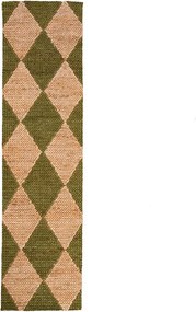 Zielono-naturalny chodnik z mieszanki juty tkany ręcznie 80x230 cm Effie Diamond – Flair Rugs