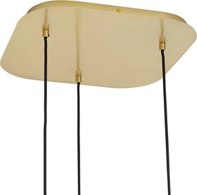 Lampa wisząca w stylu Hotel Chic mosiądz ze szkłem w kolorze bursztynowym 3-źródła światła - Gus