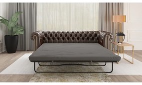 Ciemnobrązowa rozkładana sofa z imitacji skóry 203 cm York – Ropez