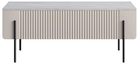 Stolik kawowy z szufladami Malmi 100 cm - kaszmir / crema bianca / czarne nóżki