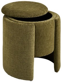 Puf z tkaniny szenilowej w kolorze khaki Walsdorf – House Nordic