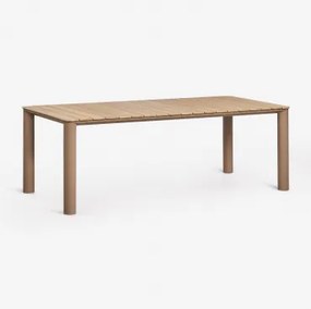 Prostokątny Stół Ogrodowy Z Aluminium I Drewna Tekowego Sirka Moka Brown & 220 X 100 Cm - Sklum