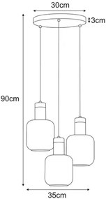 Potrójna lampa z okrągłą podstawą wisząca grafitowa H4-S23