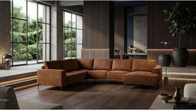 Koniakowy narożnik z imitacji skóry (prawostronny/w kształcie litery U) Copenhagen – Scandic