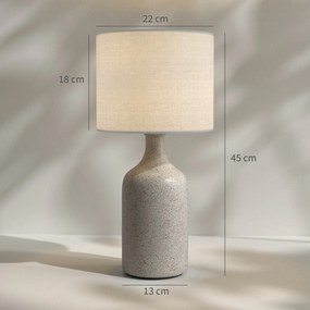 HOMCOM Lampa stołowa, lampka nocna biurkowa z ceramiczną podstawą, lnianym kloszem, 22x22x45 cm Piaskowy brąz+biały