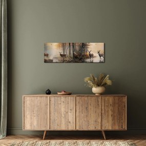 Obraz - Obraz dzikiej przyrody w stylu vintage (z zegarem) (90x30 cm)