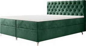 BEDANTE Łóżko CHESTER 200x200 Monolith 37, Zielone, pojemnik, chromowane nogi, małżeńskie, topper, materac, bonell, tapicerowane, MONOLITH