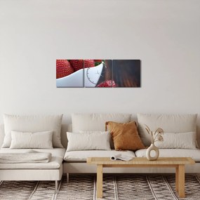Obraz truskawek (z zegarem) (90x30 cm)