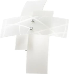 Frida - 2-punktowa lampa ścienna E14 ze szkła satynowego białego - chromowana rama, nowoczesny wzór krzyża, IP20, maks. 2 x 42 W, bez żarówek