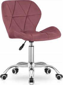 Zestaw do gabinetu ZARIMO stół 80x40 cm, biały + fotel AVOLA VELVET, ciemnoróżowy