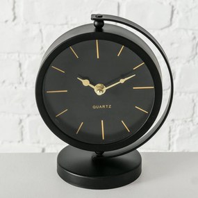 Zegar stołowy czarny BALIA, złote wskazówki, 20 cm