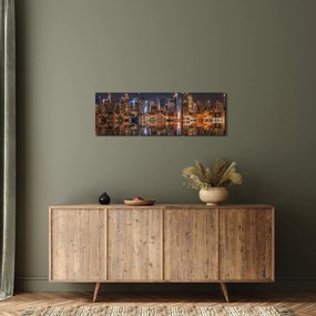 Obraz - Drapacze chmur (z zegarem) (90x30 cm)
